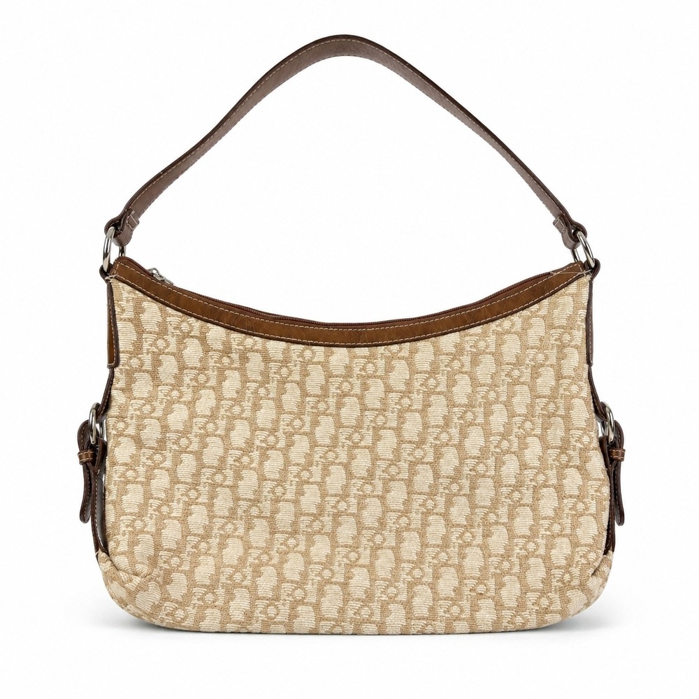 Vintage Y2K Beige Monogram Jacquard Hobo Chic Shoulder Bag Purse
